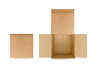 blank packaging boxes open mockup, transparent background