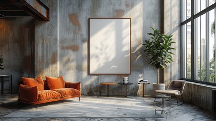 a Scandi home interior captured in a realistic photograph, featuring a blank horizontal art mock-up, curated for architectural digest with precision.