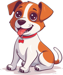 Flat color vector of cute dog illustration, white background.