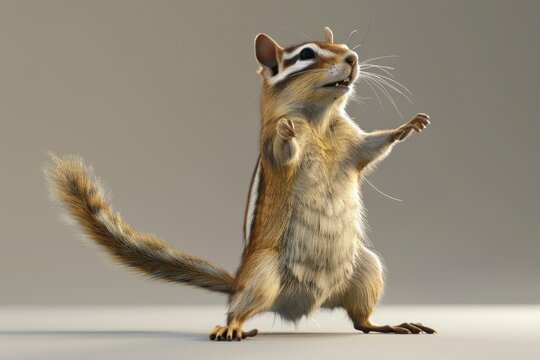 chipmunk waving its front arms in triumph