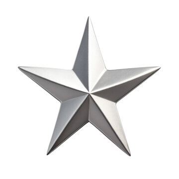 3d silver star on Isolated transparent background png. generated with AI