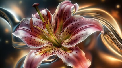 Close-Up of Stargazer Lily Against Cosmic Background