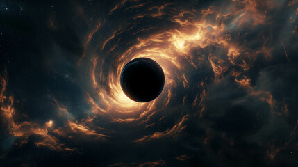 A gigantic black hole ready to swallow up everything, whether light or stars. - obrazy, fototapety, plakaty