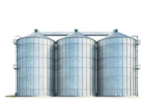 grain silos isolated on white background photo