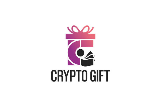 Vector illustration of a gift crypto logo design with a banknote symbol with the initial letter c