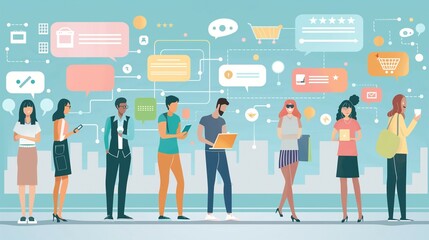 A Group Of Business Person With Network Icons.