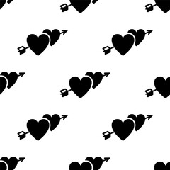 Valentines day seamless pattern with hearts and arrows. Vector illustration.
