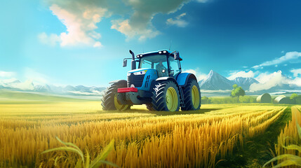 harvesting rye, tractor field, ready harvest grain, golden wheat read, Farming tractor,