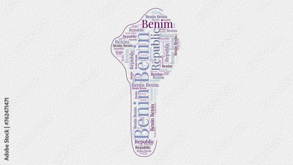Poster benin logo animation. benin boundary word cloud animation. video of country names in multiple langua