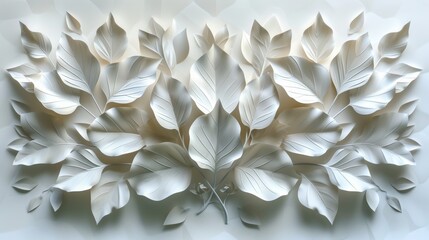 Elegant White Paper Leaves Craft Displayed Against a Blank Background