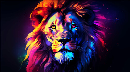 Lion illustration colorful head wallpaper hd