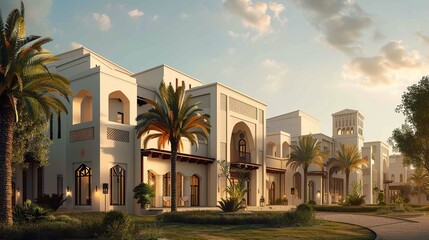 Houses in the Arabic style. Architecture in east style