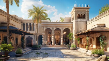 Houses in the Arabic style. Architecture in east style