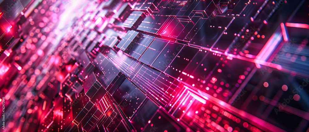 Aufkleber cyber technology and digital circuit network, blue abstract background with futuristic design elemen