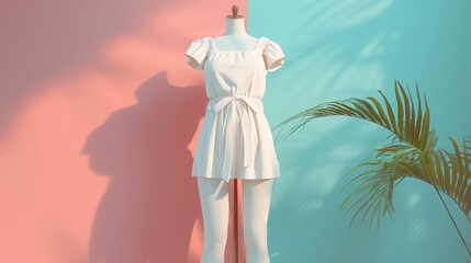 A 3D realistic skirt mockup presented on a mannequin against a clean backdrop.