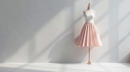A 3D realistic skirt mockup presented on a mannequin against a clean backdrop.