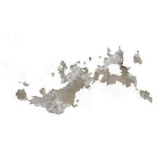 Moisture stains and deterioration on the wall