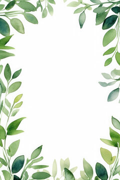 Fototapeta delicate frame with green spring leaves on a white background. wedding or birthday invitation card