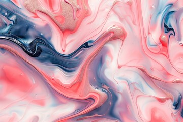 Abstract swirls of pink and blue with a creamy texture creating a marbled effect. - obrazy, fototapety, plakaty