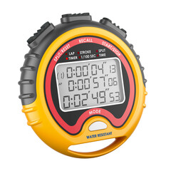 Digital sports stopwatch, 3D rendering isolated on transparent background