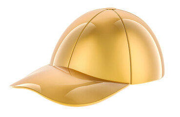 Golden baseball cap. 3D rendering isolated on the transparent background