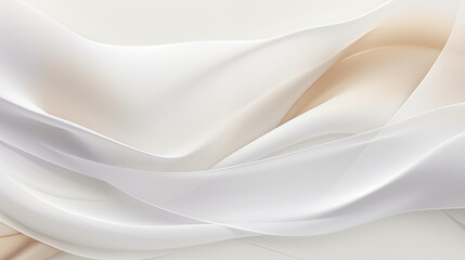 Elegant Draping of Beige and White Silk Fabric with Smooth Waves