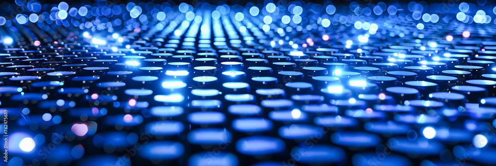 Aufkleber technology and gaming abstract with blue and red lights, digital network and computer hardware conce