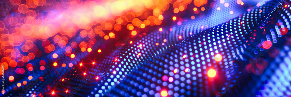 Poster abstract blue grid and dot pattern, technology and digital network design, futuristic background