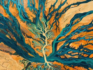 Beautiful Aerial View of Interconnected Rivers on Earth Day