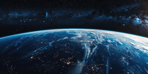 Obraz premium Awe-Inspiring Panoramic View of Earth from Space on Earth Day