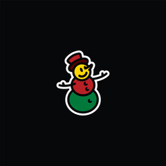 Original vector illustration. The icon of a kind snowman in a top hat.