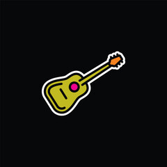Original vector illustration. The contour icon of an acoustic guitar.