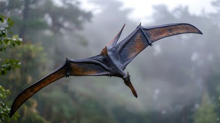 Pterodactyl Bat in Flight: A Dramatic Morning in the Rainforest