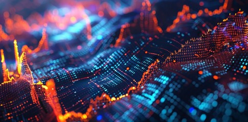 Futuristic Financial Data Analysis: 3D Digital Graphs and Economic Trends
 - obrazy, fototapety, plakaty