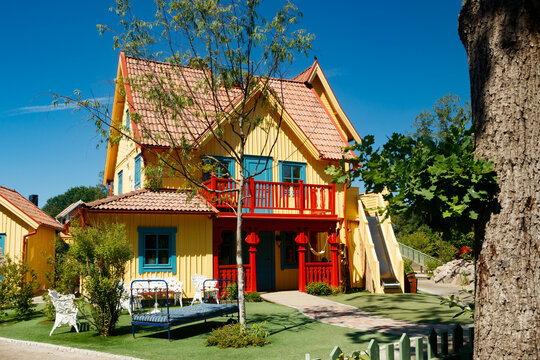 VIMMERBY, SWEDEN - 14 June 2023: Theme park Astrid Lindgren's World, Pippi Longstocking's house Villa Villekulla.