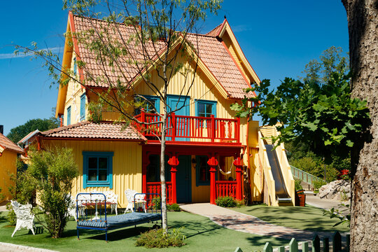 VIMMERBY, SWEDEN - 14 June 2023: Theme park Astrid Lindgren's World, Pippi Longstocking's house Villa Villekulla.
