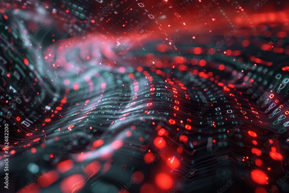 Poster binary code rush, a representation of the data that courses through the veins of technology