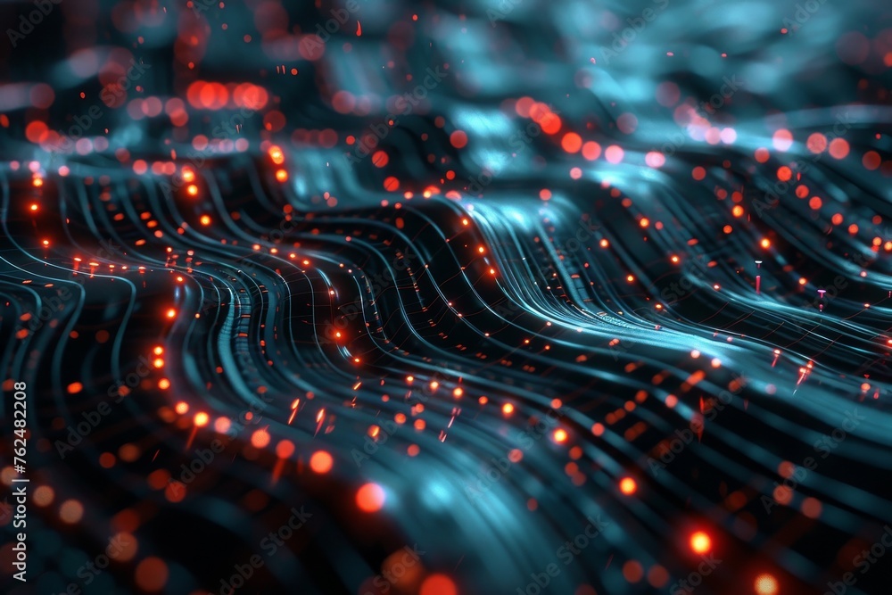 Poster binary code rush, a representation of the data that courses through the veins of technology