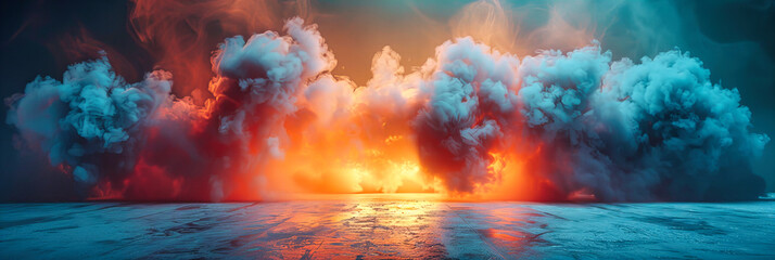 Dramatic Sunset with Clouds and Ocean, Fiery Sky and Nature Landscape, Abstract Beauty and Light Concept
