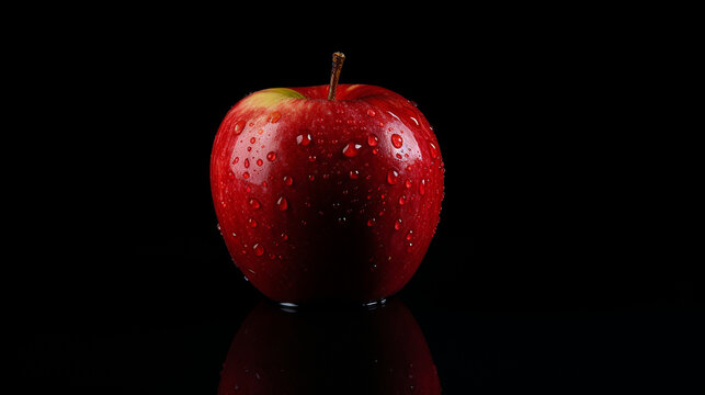 Red delicious apple on black background, advertising stock photo