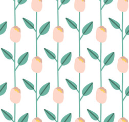 Seamless pattern with flower hedge of rose buds, elegant rose ligature
