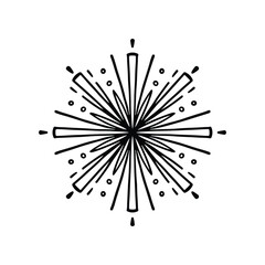 Obraz premium Firework line icon. Exploding festival fireworks set, Isolated on white background. Flat doodle style. Design concept for holiday banner, poster, flyer, greeting card, decorative elements