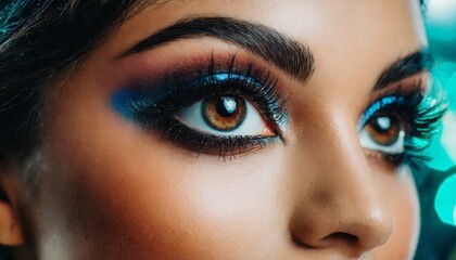 Fototapeta premium Beautiful close up photo of a beautiful girl's eye makeup