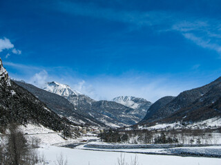 snow covered mountains