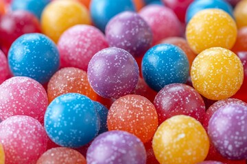 Fototapeta na wymiar Bright candy balls scattered, bringing joy to children.