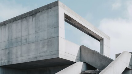 Abstract view of a contemporary concrete building against a clear sky