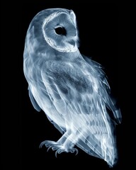 x ray scan of an owl, in the style of positron emission tomography imaging