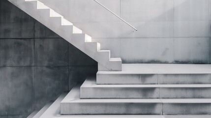 Contemporary architectural photography of a modern. Geometric. And minimalistic concrete staircase...