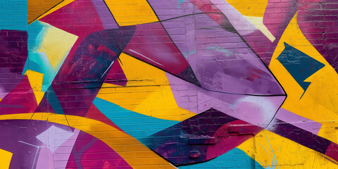 Colorful street graffiti showcasing abstract art and creative expression on a brick wall