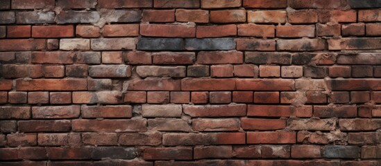 Fototapeta premium A detailed closeup of a brown brick wall showcasing a rectangle pattern of building material. The composite fixture highlights the intricate brickwork